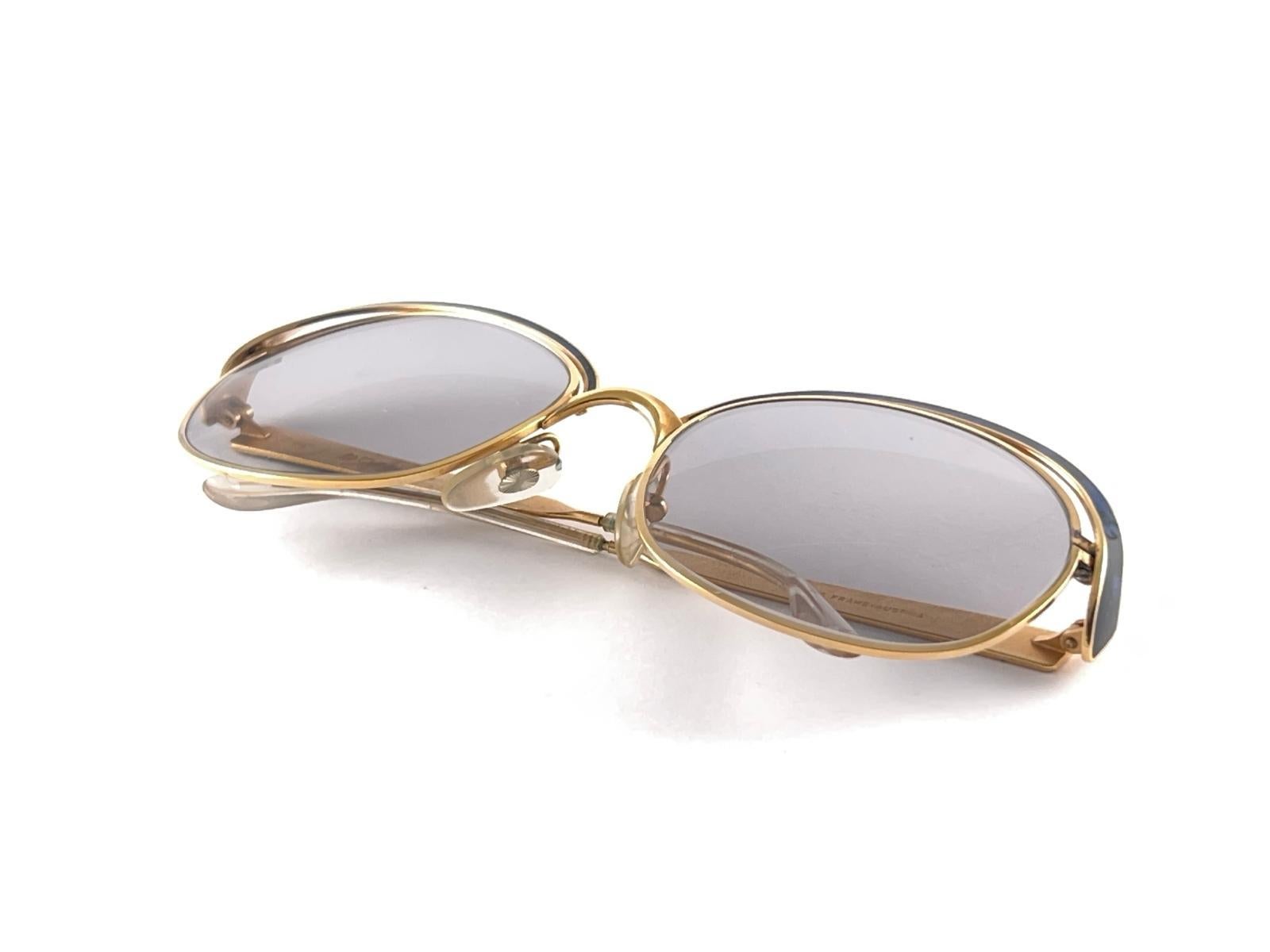 Vintage Christian Dior 2037  Gold & Blue Marbled Sunglasses 1970'S Austria For Sale 9