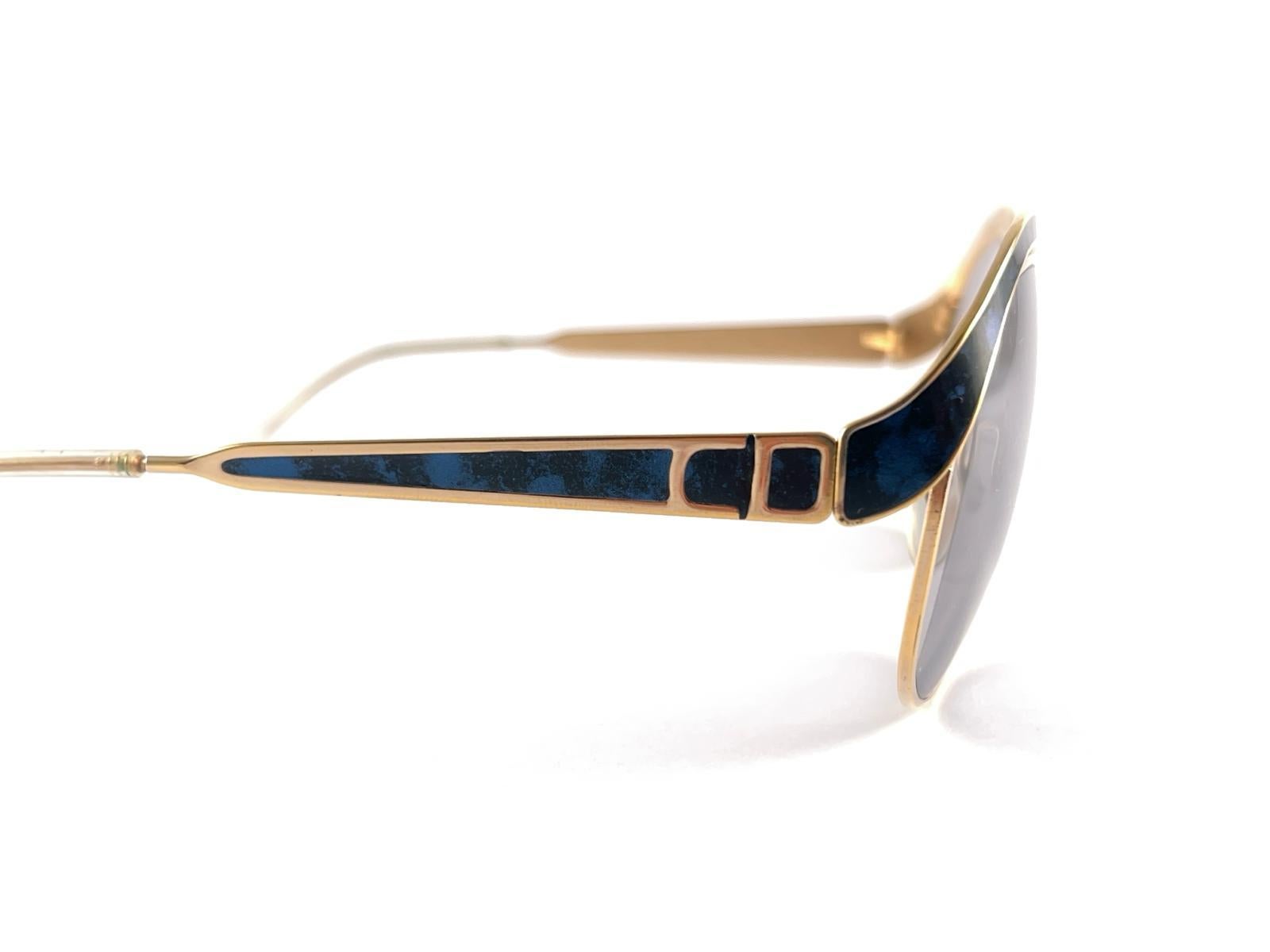 Vintage Christian Dior 2037  Gold & Blue Marbled Sunglasses 1970'S Austria For Sale 2