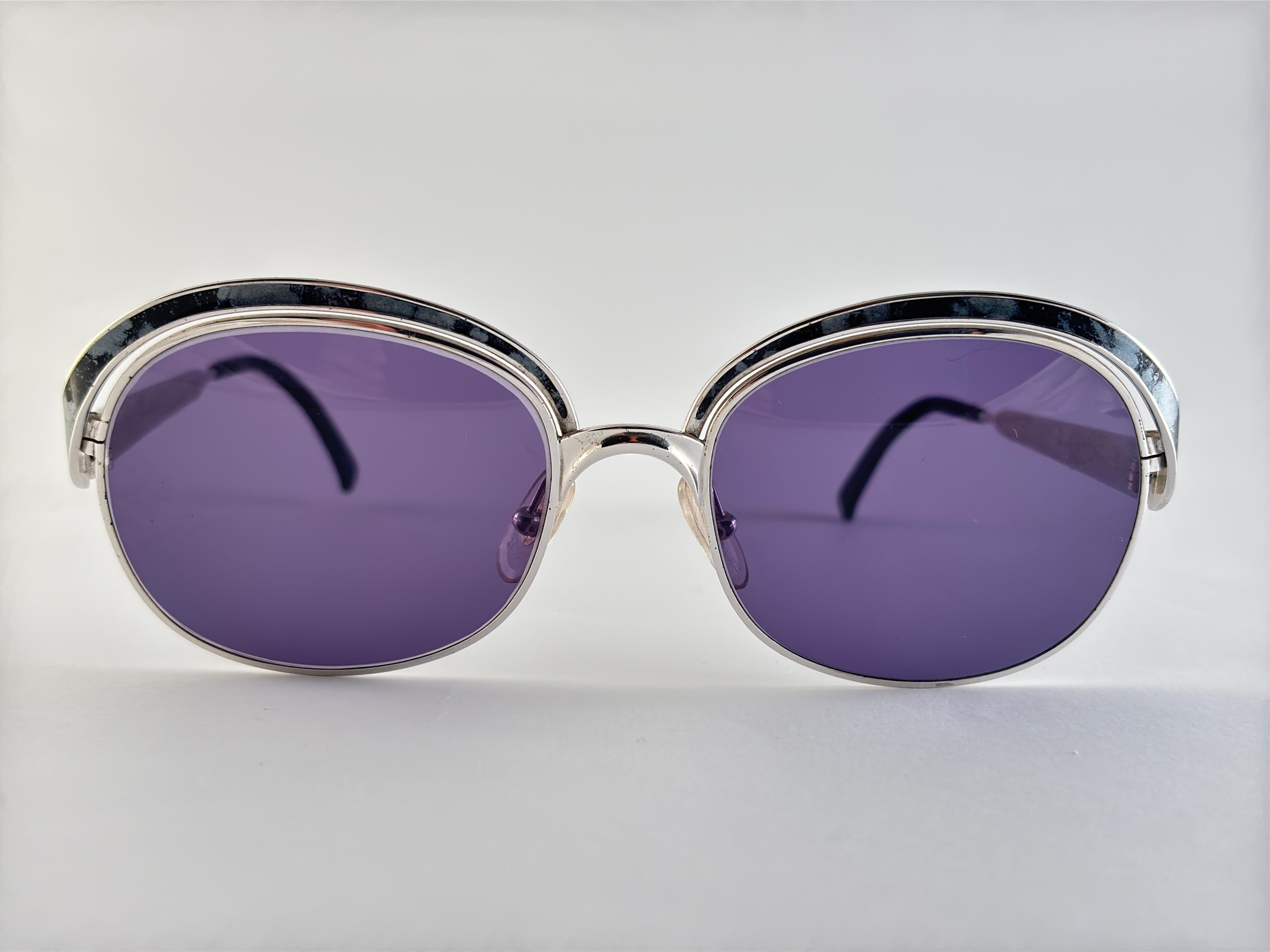 Vintage Christian Dior 2037 Silver & Blue Marbled Sunglasses 1970'S Austria For Sale 5