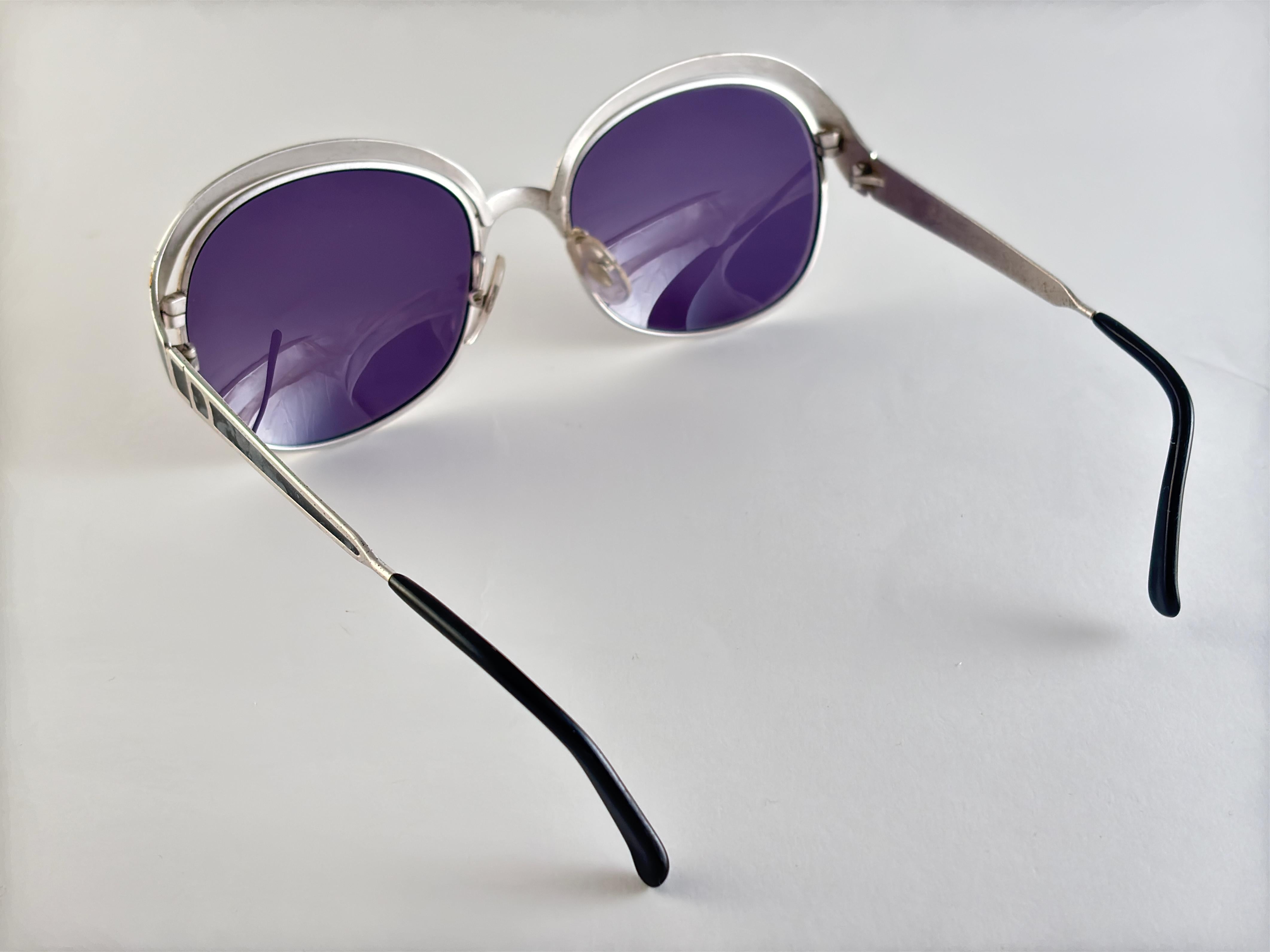 Vintage Christian Dior 2037 Silver & Blue Marbled Sunglasses 1970'S Austria In Excellent Condition For Sale In Baleares, Baleares