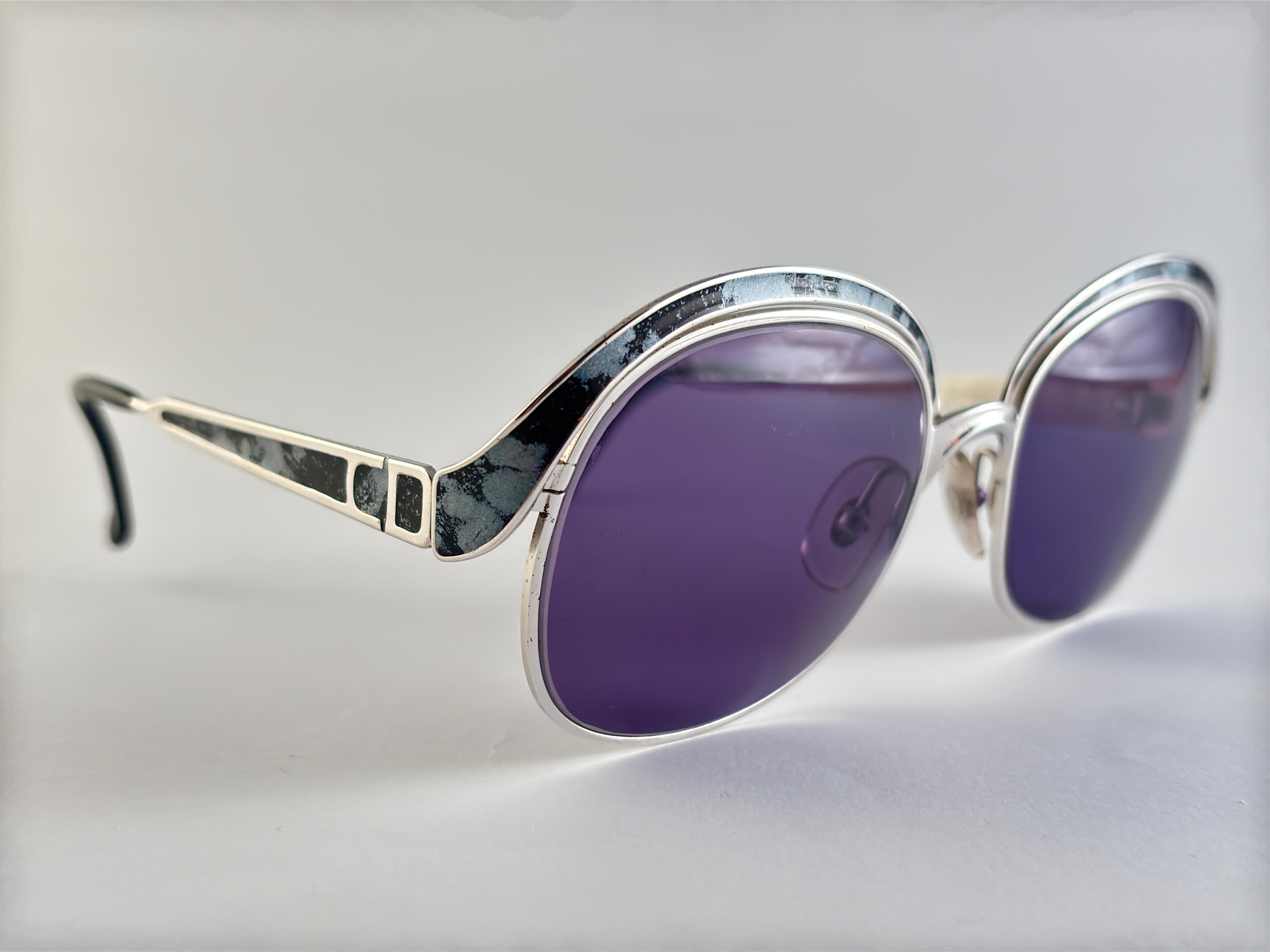 Vintage Christian Dior 2037 Silver & Blue Marbled Sunglasses 1970'S Austria For Sale 3