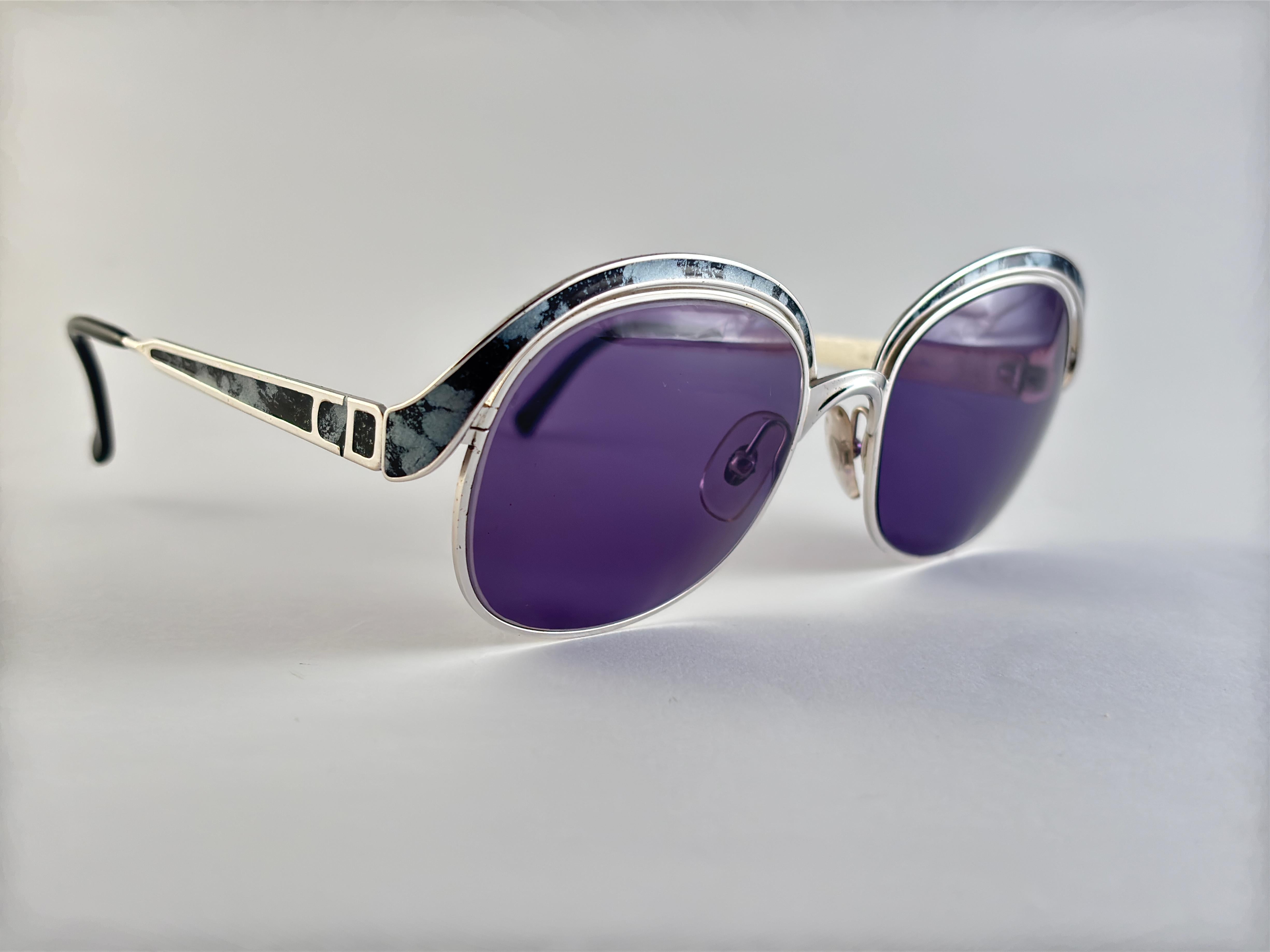 Vintage Christian Dior 2037 Silver & Blue Marbled Sunglasses 1970'S Austria For Sale 4