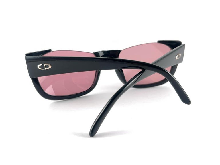 Vintage Christian Dior 2396 Black Half Frame Pink Lenses