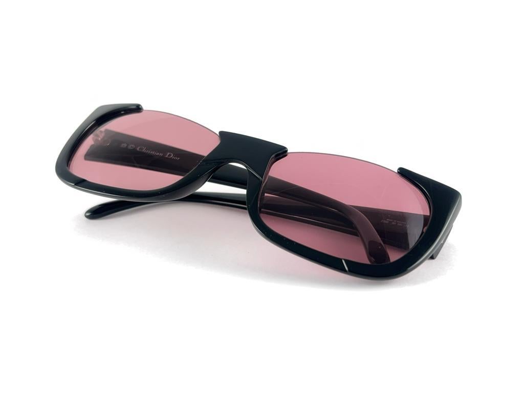 Vintage Christian Dior 2396 Black Half Frame Pink Lenses Sunglasses 80'S Austria For Sale 7
