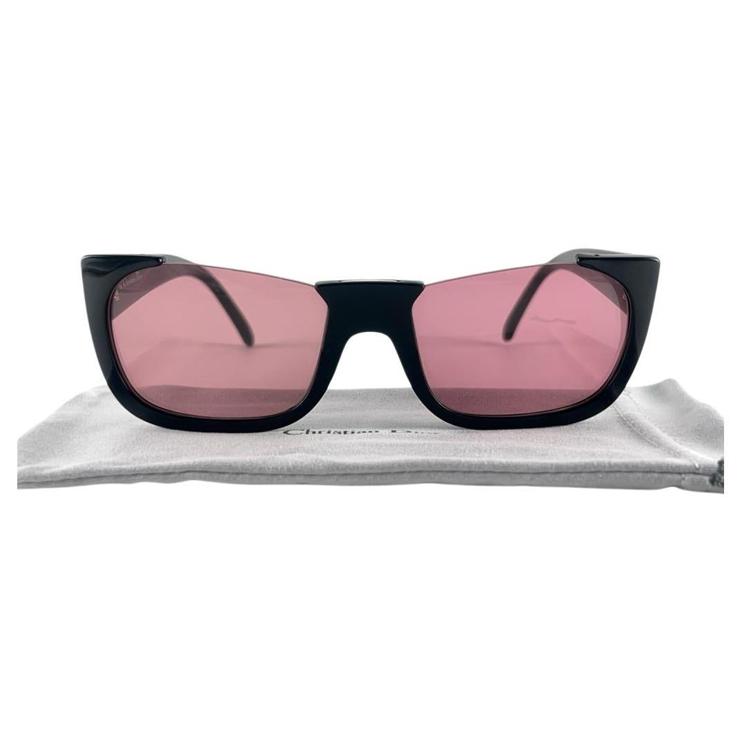 Vintage Christian Dior 2396 Black Half Frame Pink Lenses Sunglasses 80'S Austria For Sale