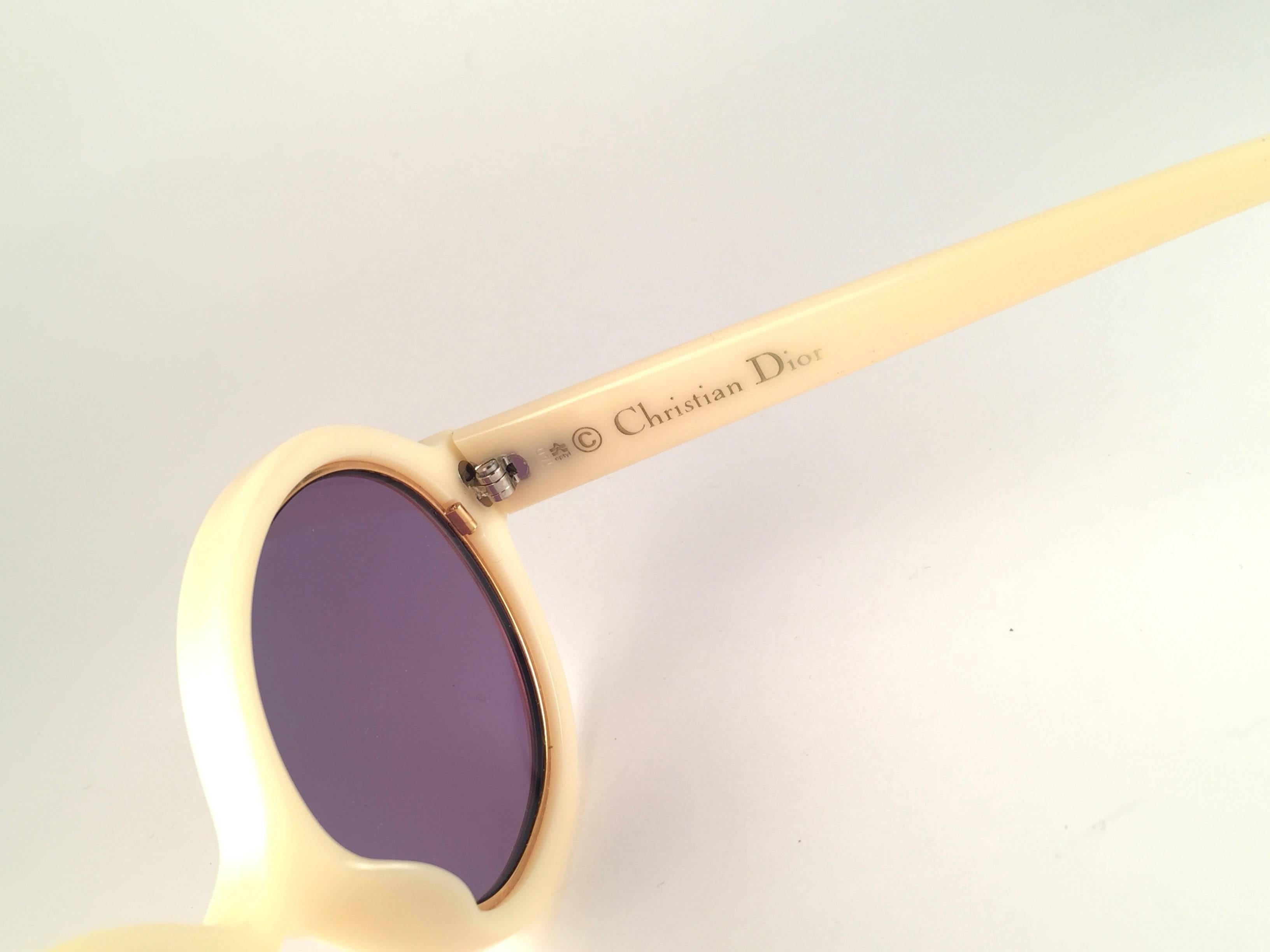 Vintage Christian Dior 2446 70 Beige Round Optyl Sunglasses For Sale 3