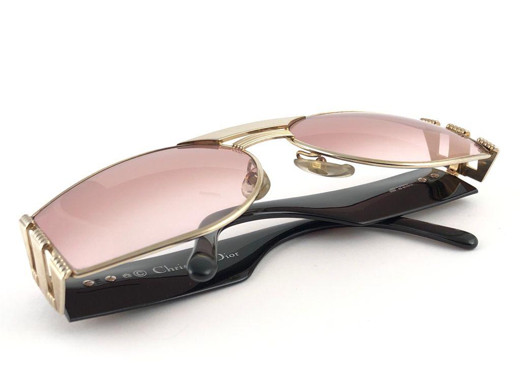 Vintage Christian Dior 2562 43 Black & Gold Marbled Sunglasses 1980's Austria 5