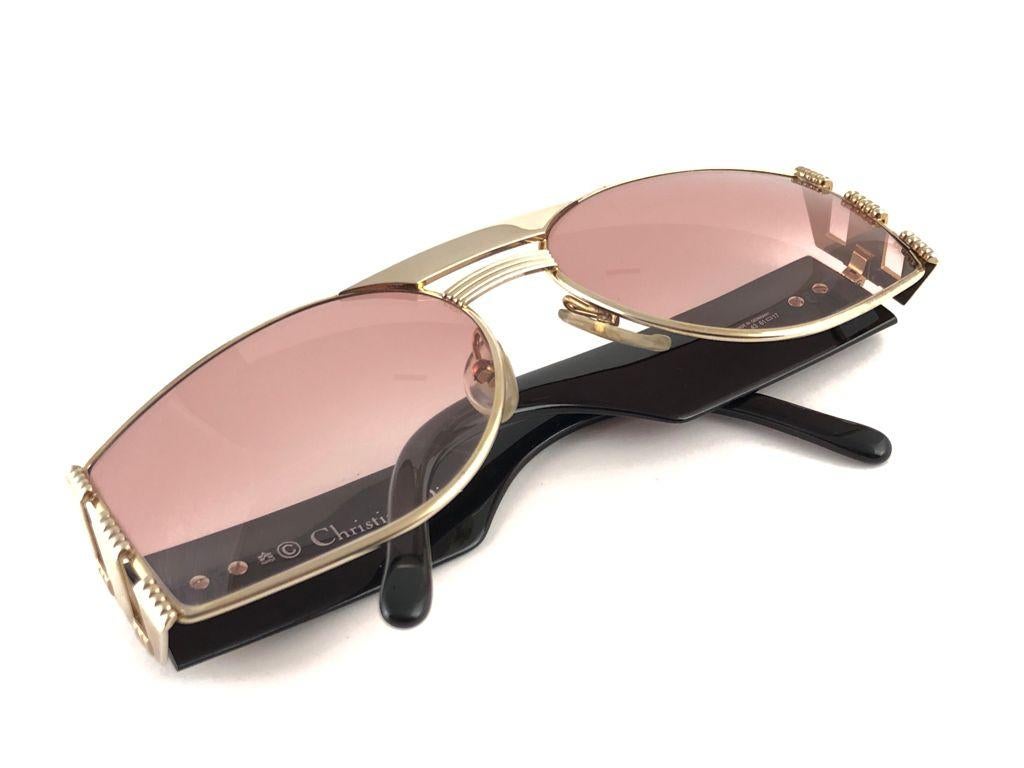 Vintage Christian Dior 2562 43 Black & Gold Marbled Sunglasses 1980's Austria 6