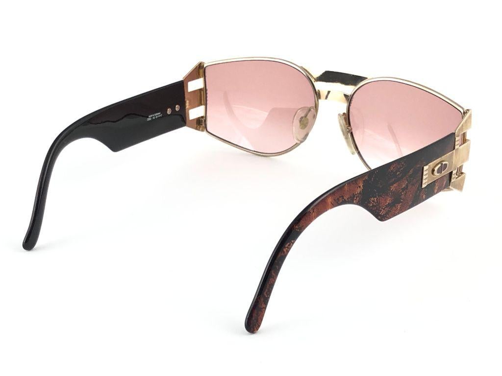 Vintage Christian Dior 2562 43 Black & Gold Marbled Sunglasses 1980's Austria 2