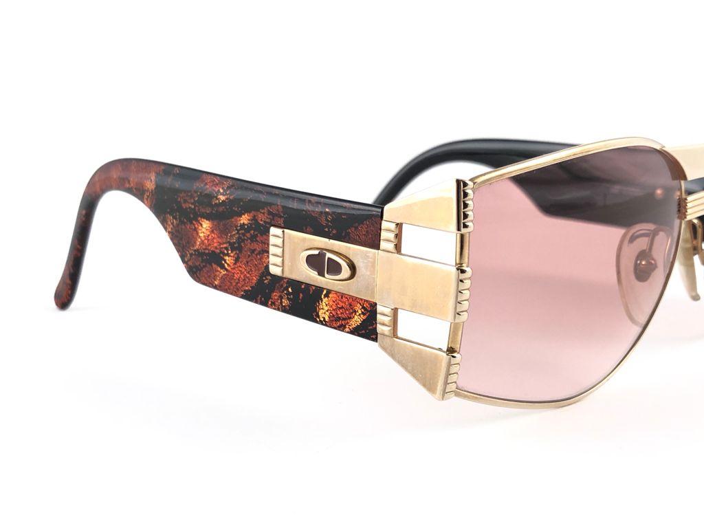 Vintage Christian Dior 2562 43 Black & Gold Marbled Sunglasses 1980's Austria 4