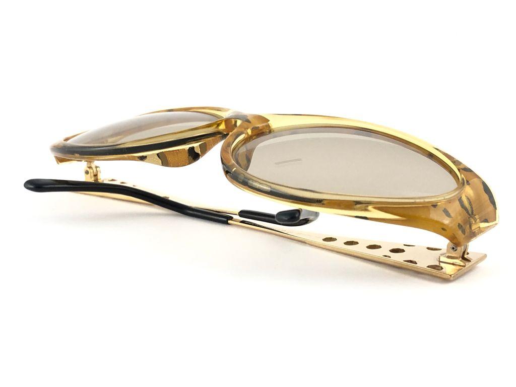 Vintage Christian Dior 2592 Amber & Gold Marbled Sunglasses 1980's Austria 1