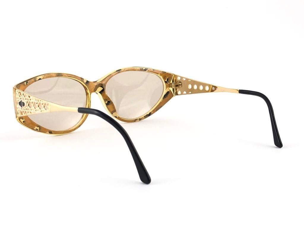 Vintage Christian Dior 2592 Amber & Gold Marbled Sunglasses 1980's Austria 2