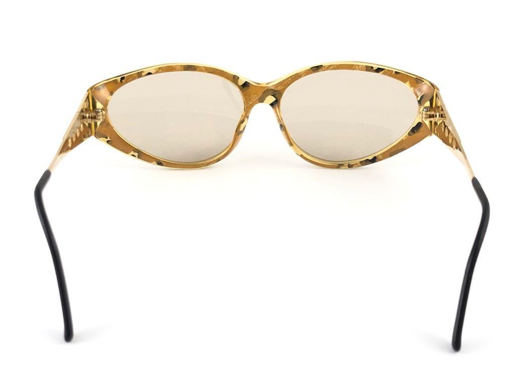 Vintage Christian Dior 2592 Amber & Gold Marbled Sunglasses 1980's Austria 5