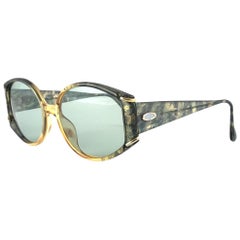 Vintage Christian Dior 2592 Green & Gold Marbled Sunglasses 1980's Austria