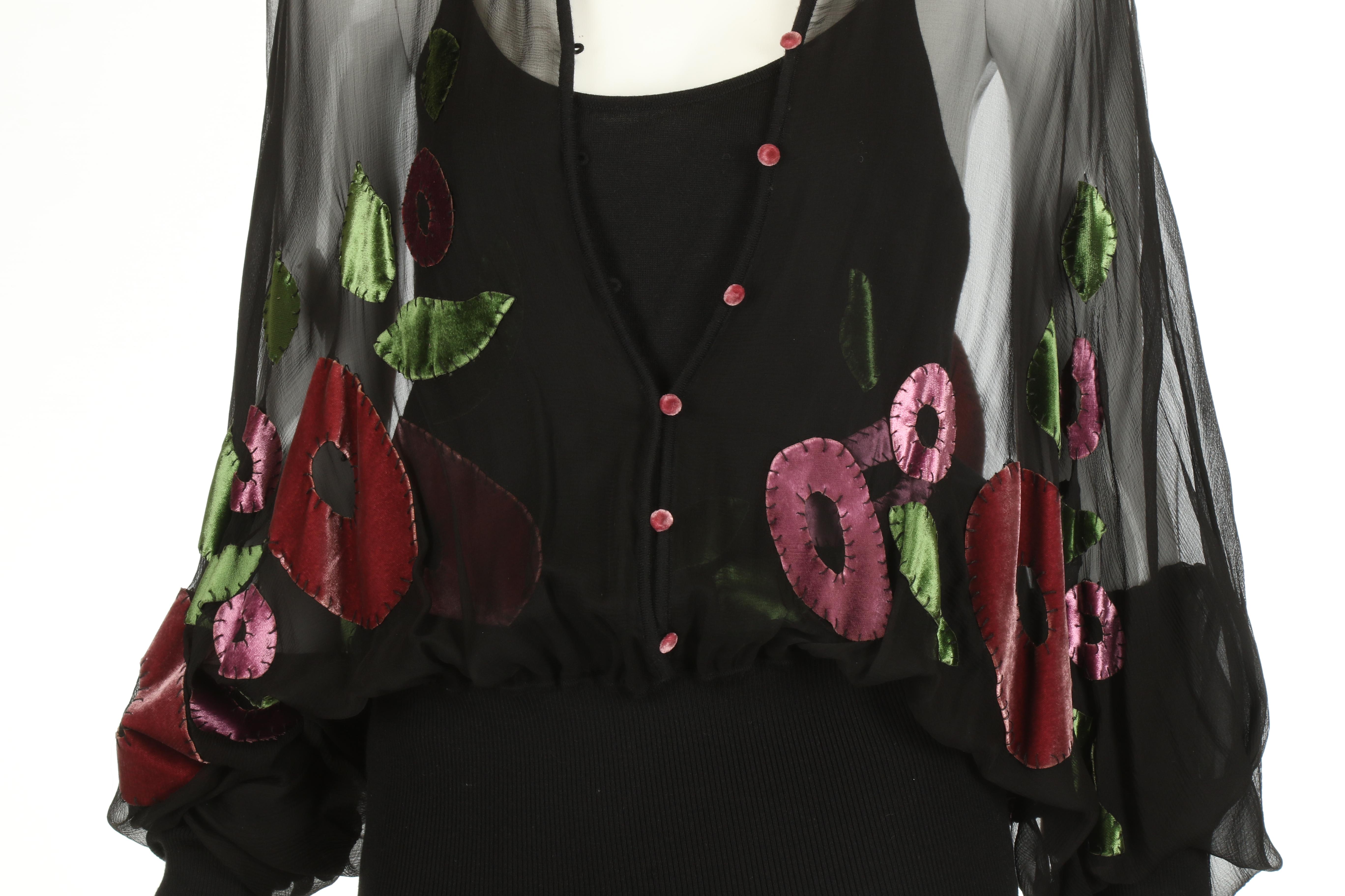 Ensemble 3 pièces jupe et chemisier en velours à motifs floraux Christian Dior par Galliano, 2002 Pour femmes en vente