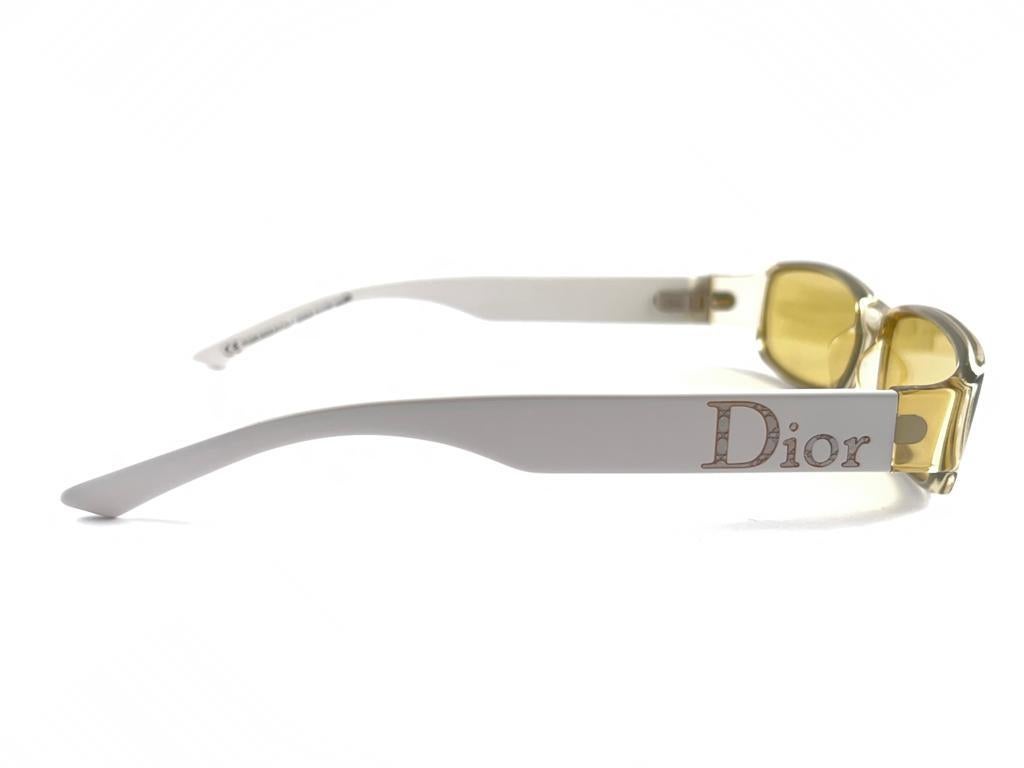 Women's or Men's Vintage Christian Dior 3126 Rectangular Yellow Translucent Sunglasses Italy Y2K For Sale