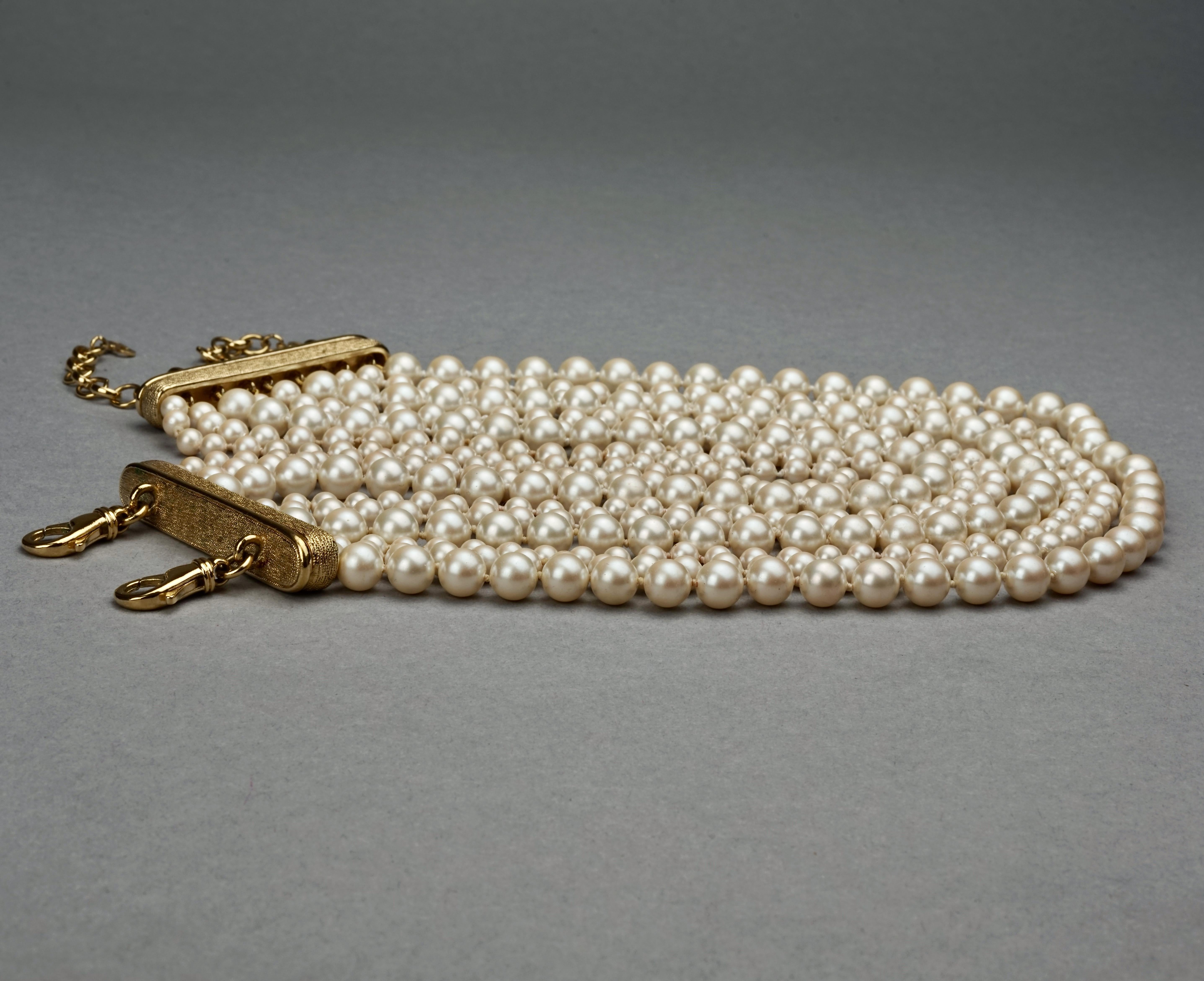 Vintage CHRISTIAN DIOR 9 Strand Pearl Choker Necklace In Excellent Condition In Kingersheim, Alsace