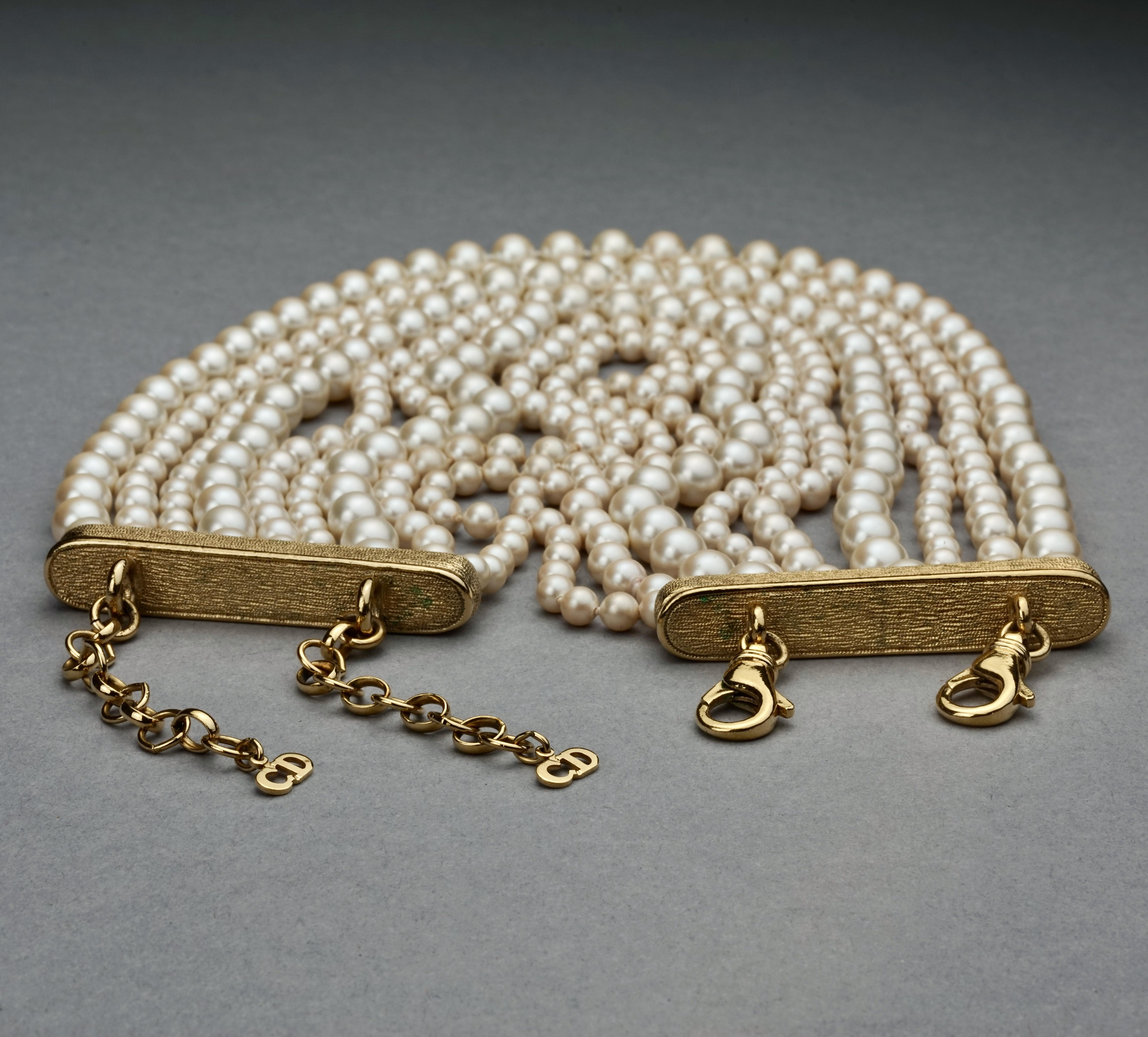 Women's Vintage CHRISTIAN DIOR 9 Strand Pearl Choker Necklace