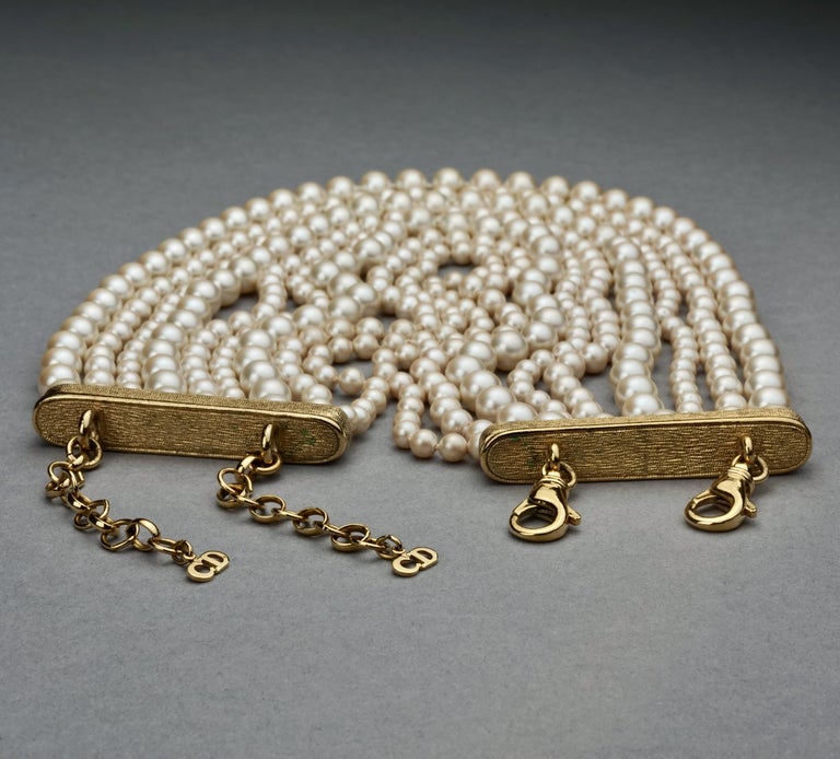 Vintage CHRISTIAN DIOR 9 Strand Pearl Choker Necklace at 1stDibs dior
