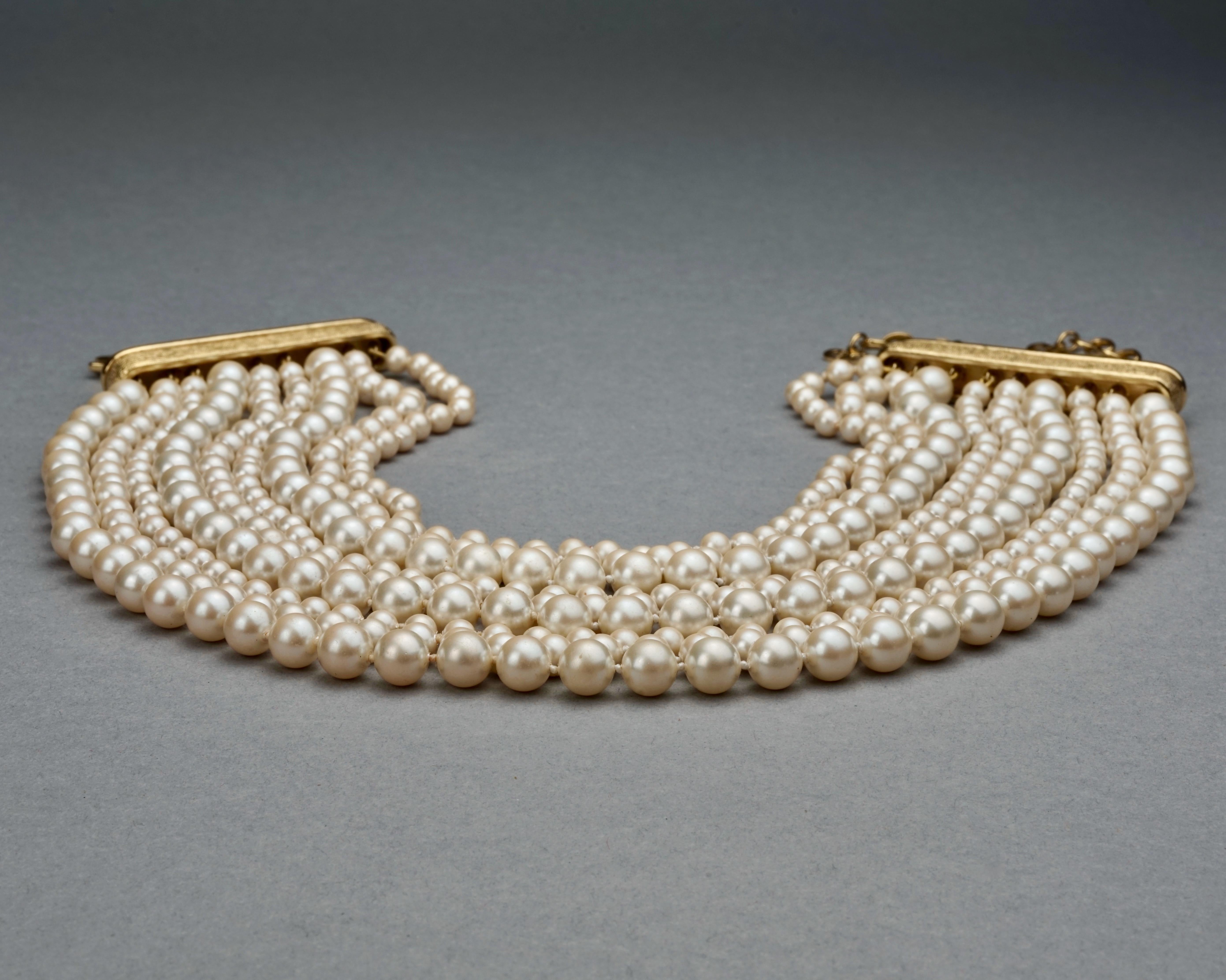 Vintage CHRISTIAN DIOR 9 Strand Pearl Choker Necklace 1