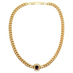Vintage Christian Dior Amethyst Curb Necklace 1980s