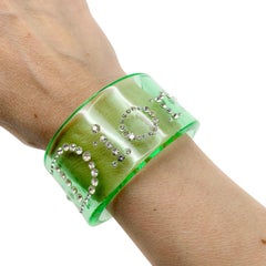 Vintage Christian Dior by Galliano Apple Green Spell-out Cuff 1990s