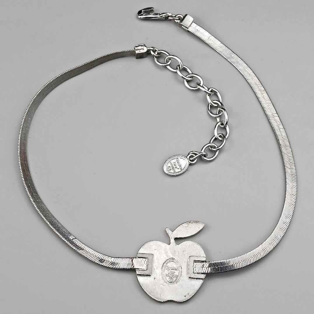 Vintage CHRISTIAN DIOR Apple Logo Pop Enamel Necklace In Excellent Condition In Kingersheim, Alsace