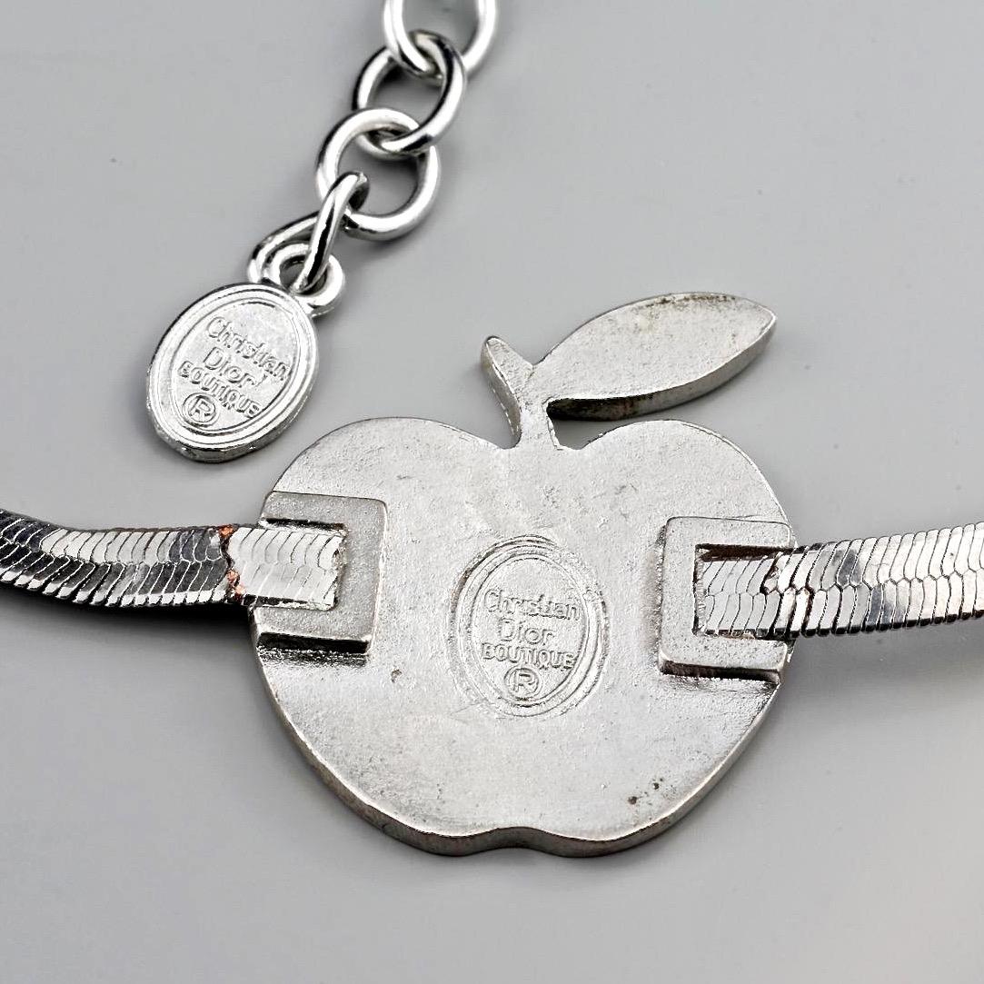 Women's Vintage CHRISTIAN DIOR Apple Logo Pop Enamel Necklace