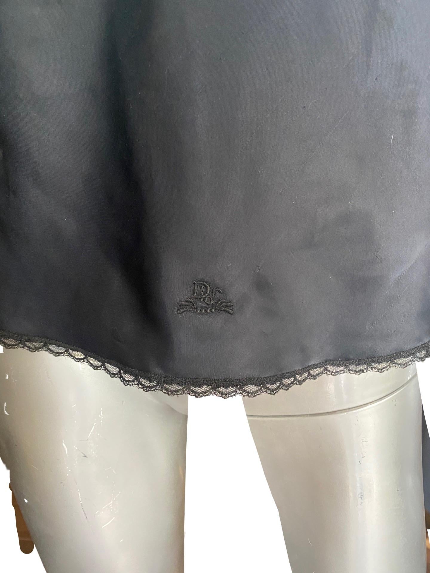 Vintage Christian Dior Black Camisole Blouse w/ Lace Trim Size Medium For Sale 6