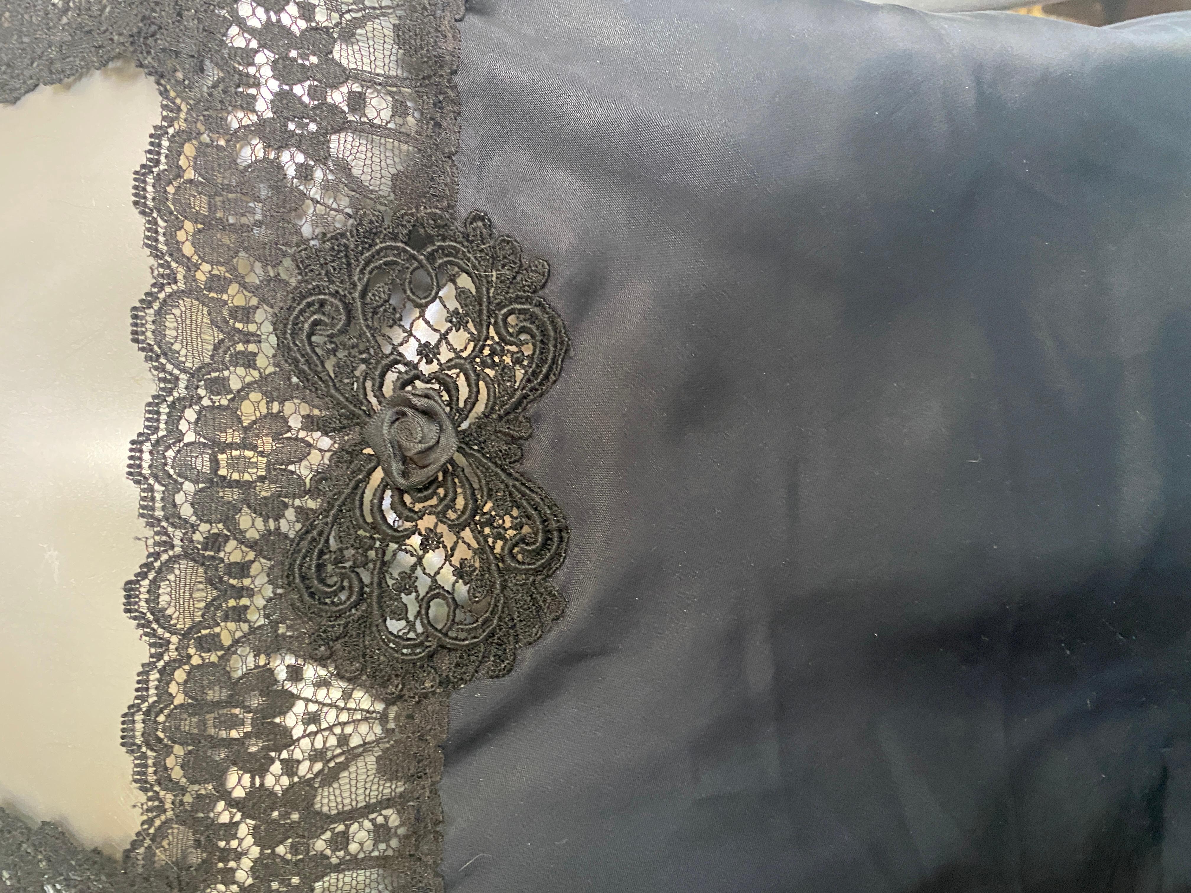 Vintage Christian Dior Black Camisole Blouse w/ Lace Trim Size Medium For Sale 8