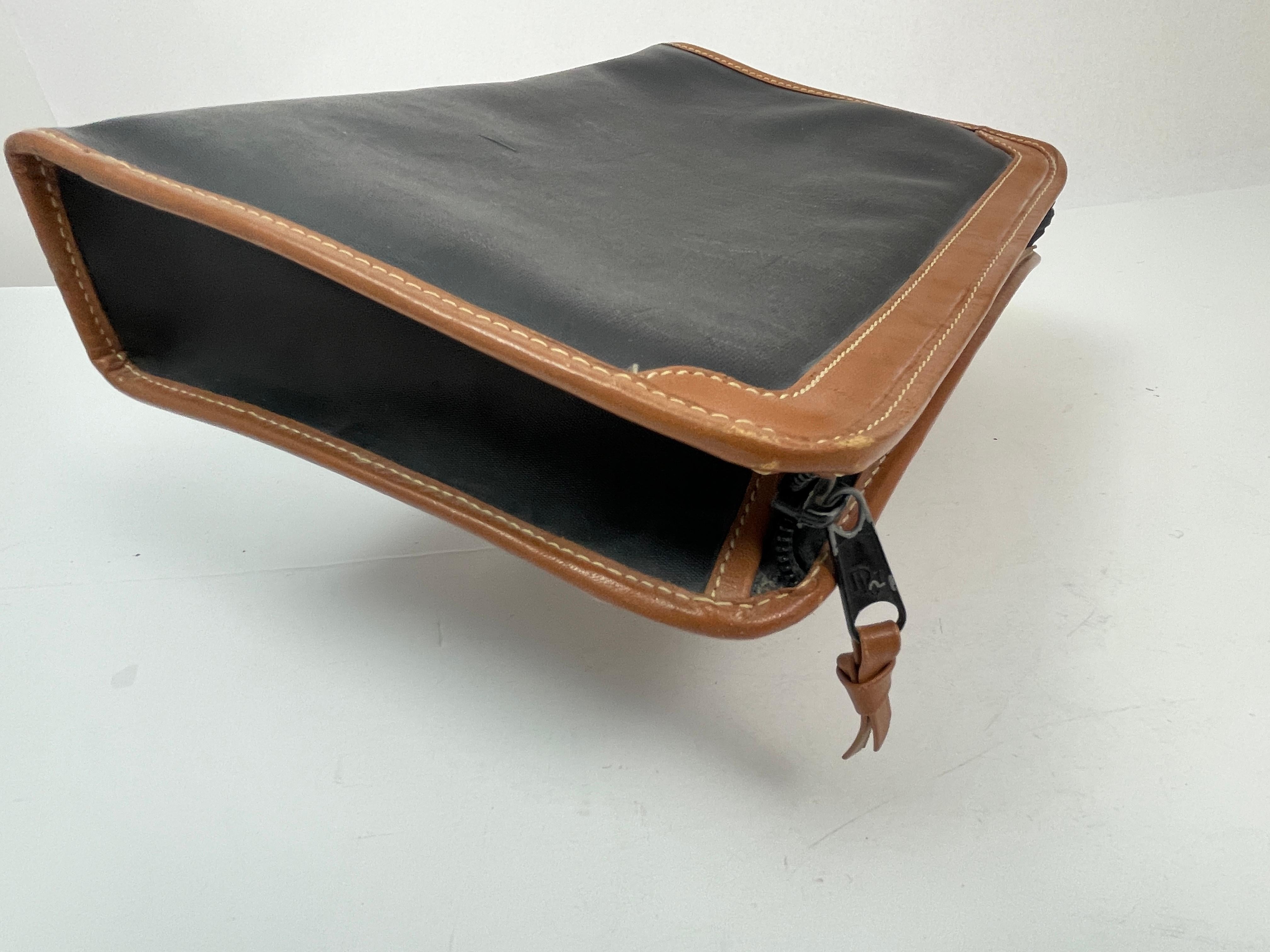 Vintage Christian Dior Black Coated Canvas Cosmetic Clutch Bag 7