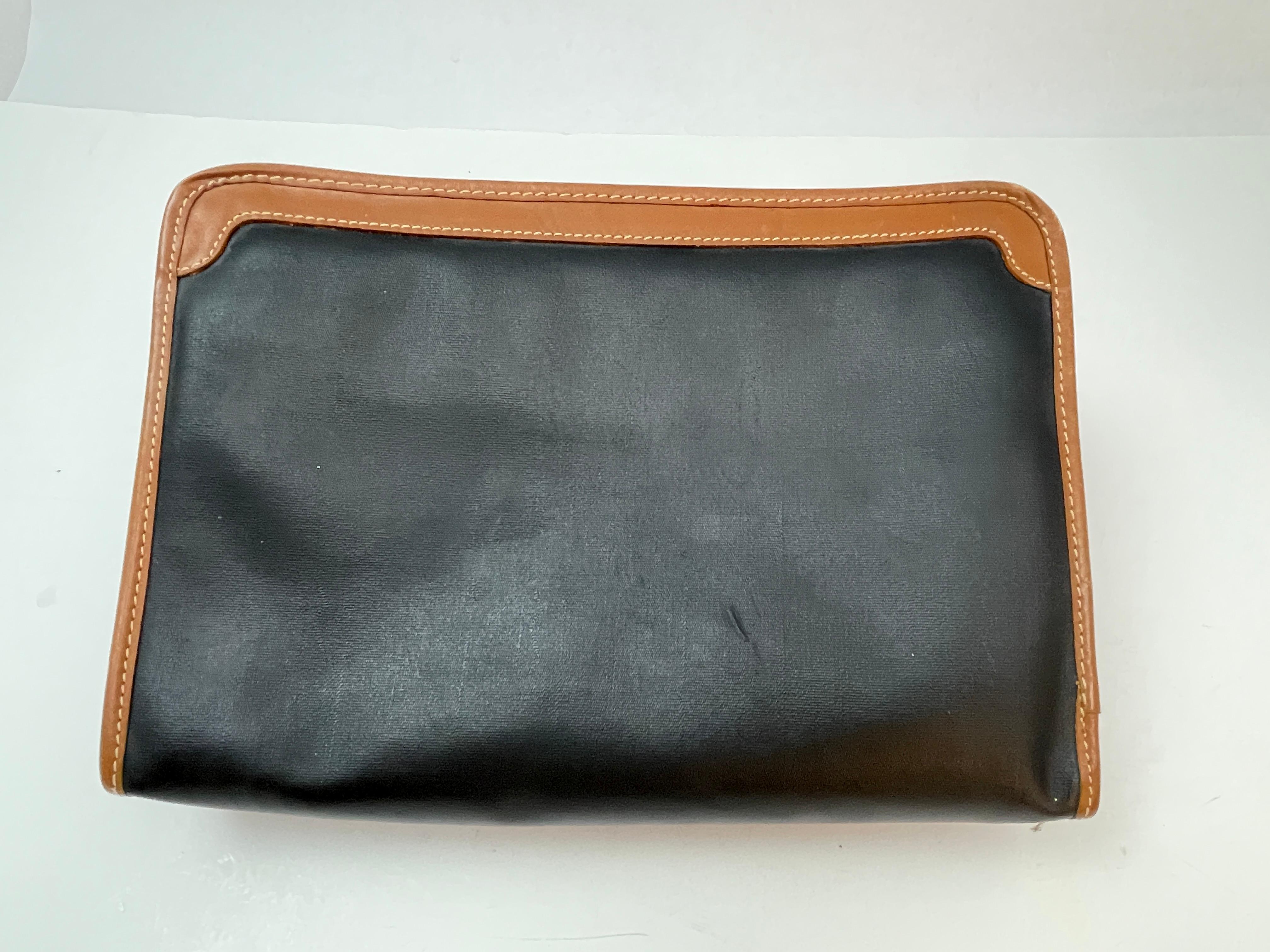 Vintage Christian Dior Black Coated Canvas Cosmetic Clutch Bag 1