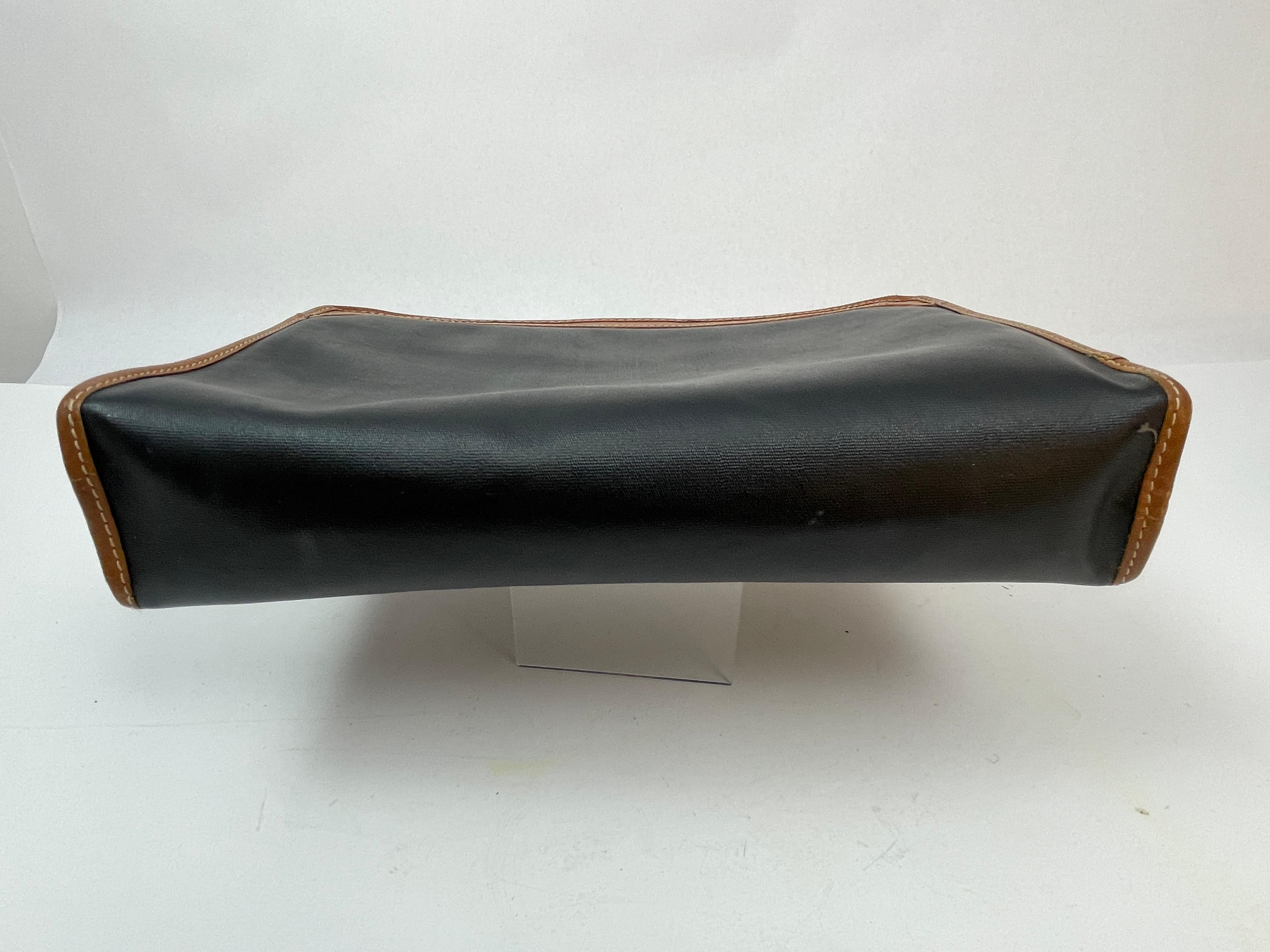 Vintage Christian Dior Black Coated Canvas Cosmetic Clutch Bag 5