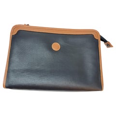 Vintage Christian Dior Black Coated Canvas Cosmetic Clutch Bag