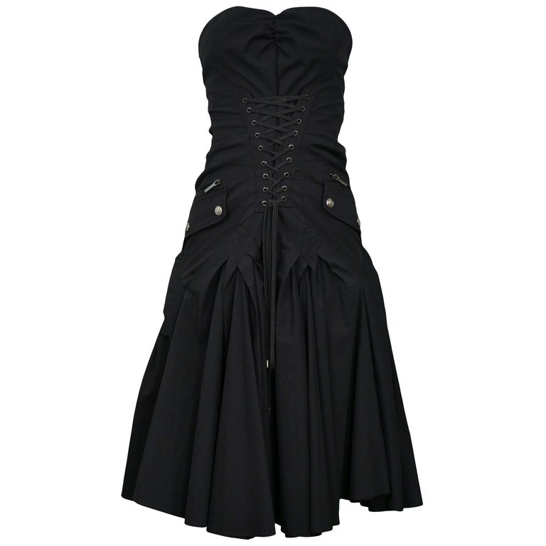Vintage Christian Dior Black Cotton Cargo Dress 2003 For Sale at 1stDibs