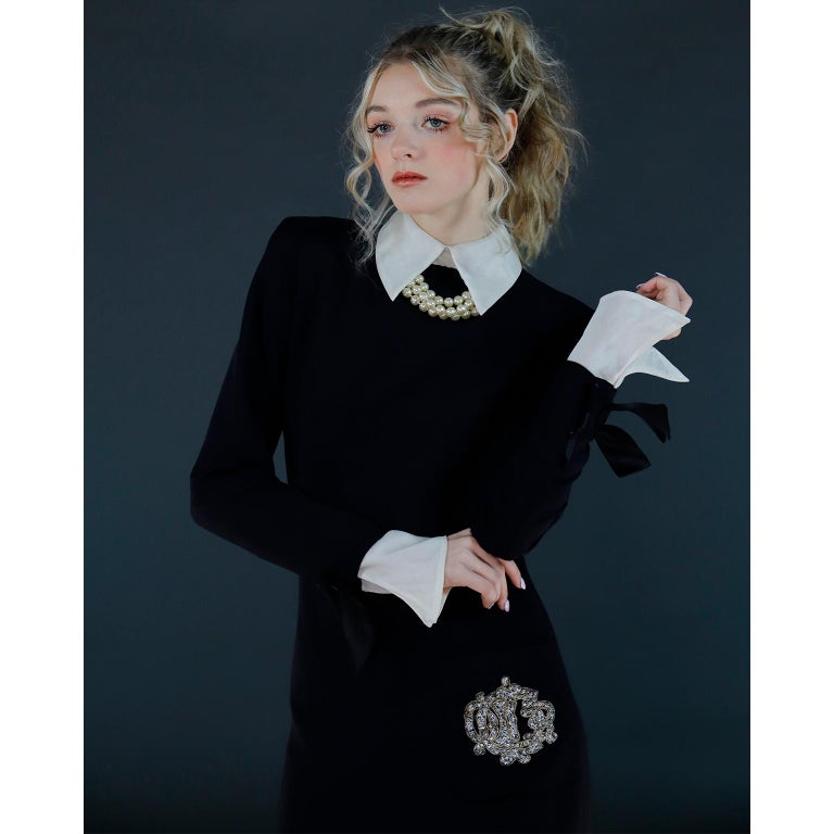 princess polly baby blue dress Vintage Christian Dior Black Dress w Organza Collar and Cuffs W Dior Beaded  Logo at 1stDibs
