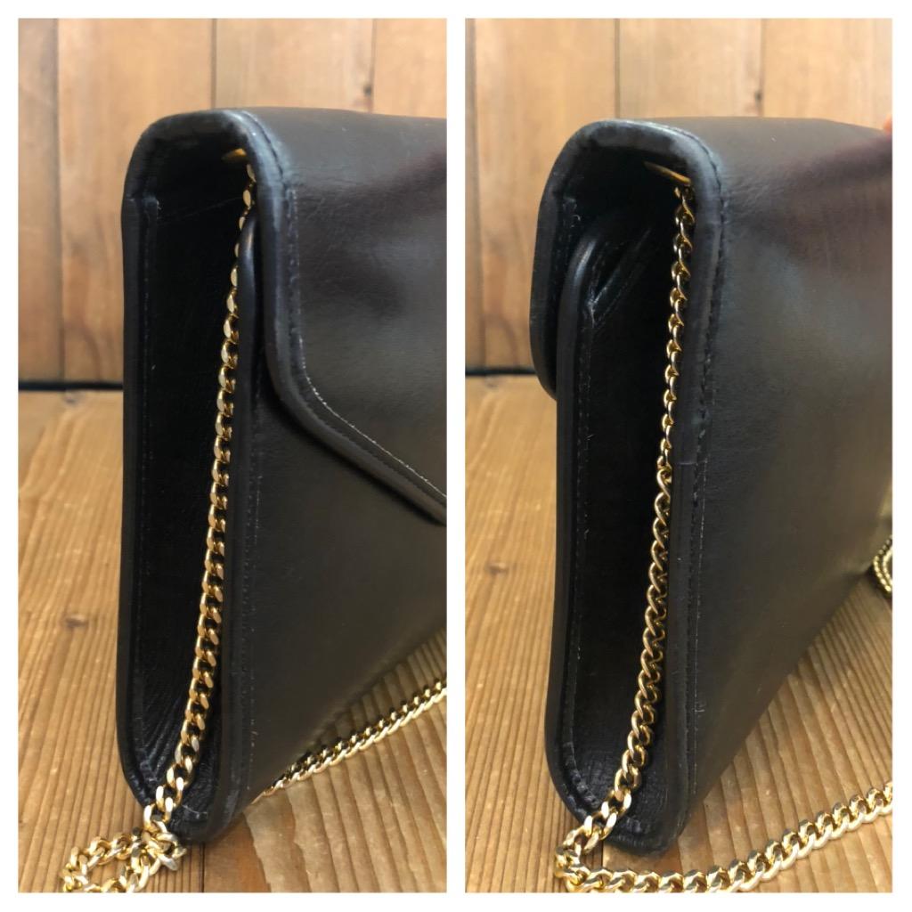 Vintage CHRISTIAN DIOR Black Leather Chain Bag Small For Sale 1