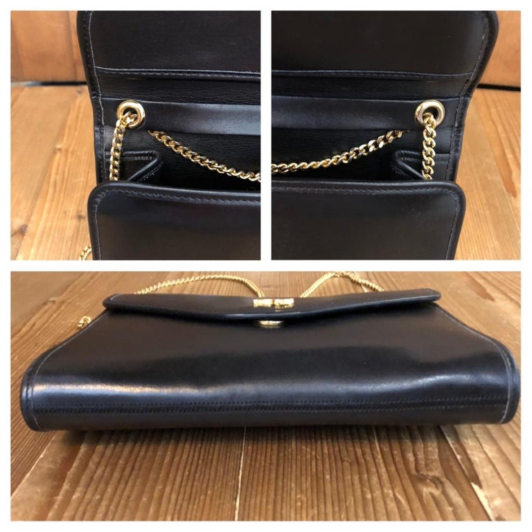 Vintage CHRISTIAN DIOR Black Leather Chain Bag Small For Sale at 1stDibs