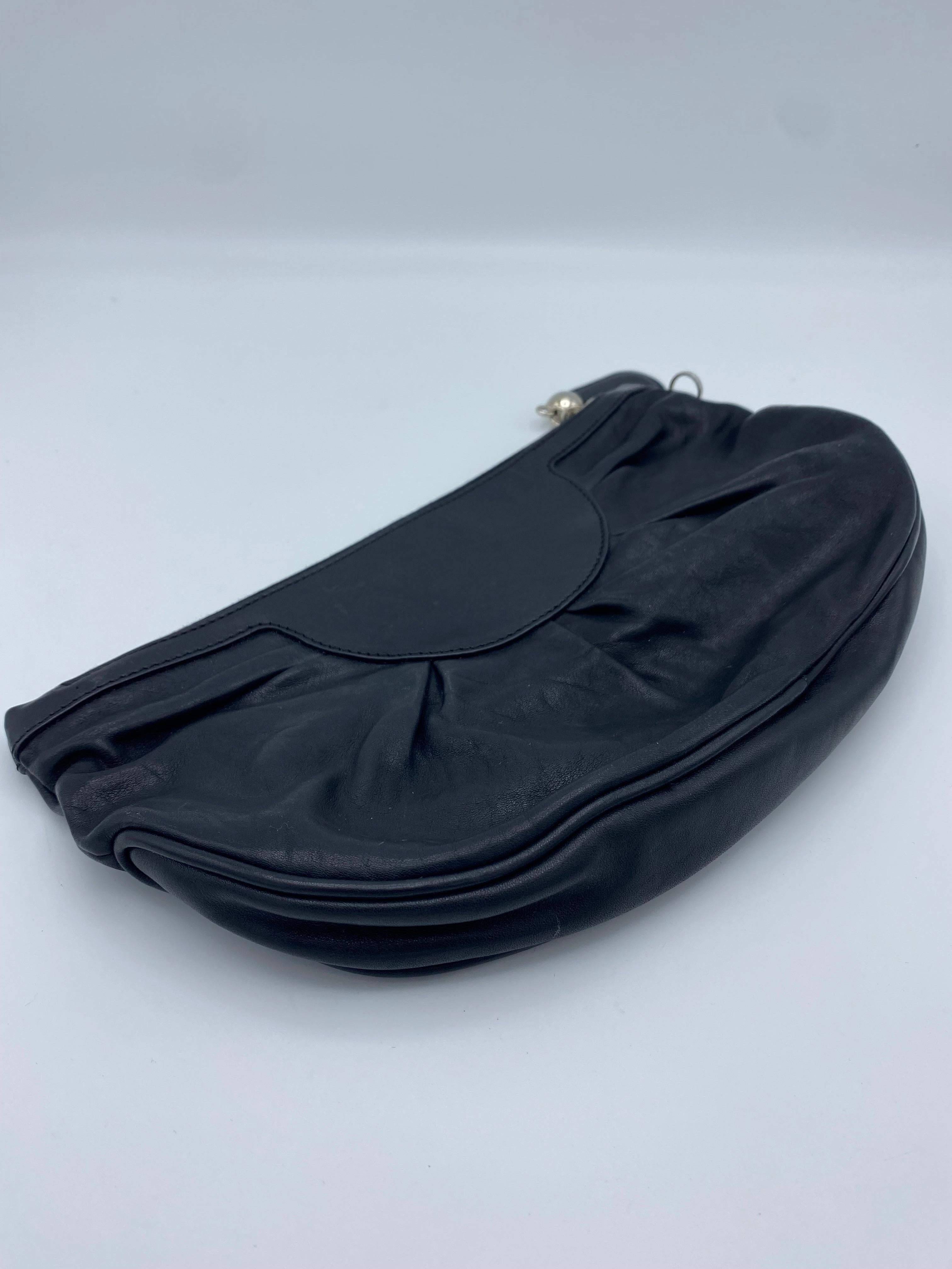 Women's or Men's Vintage Christian Dior Black Leather Clutch Purse 