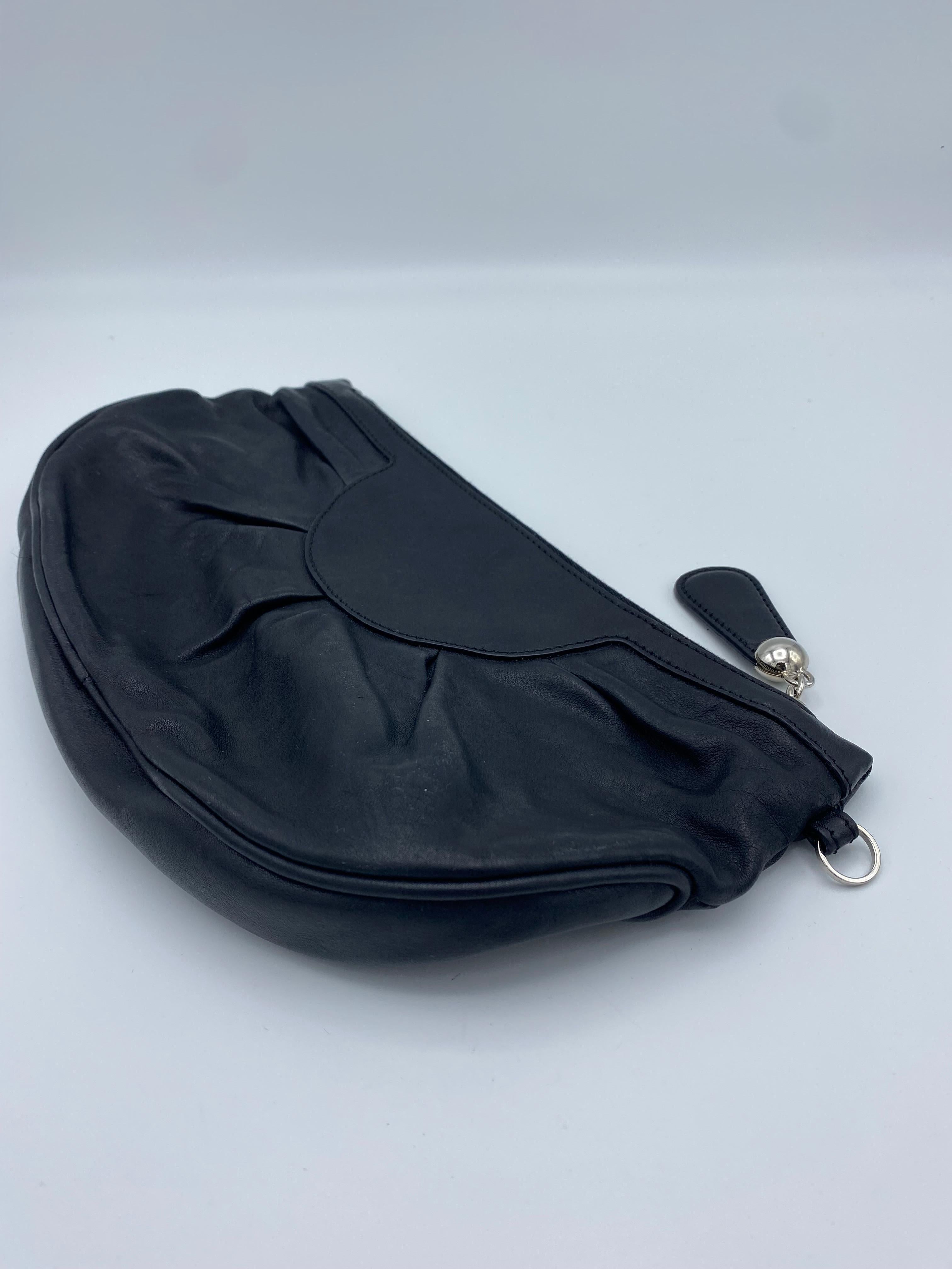 Vintage Christian Dior Black Leather Clutch Purse  1