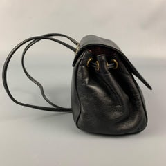 Vintage CHRISTIAN DIOR Black Leather Gold Charm Shoulder Bag Mini Handbag