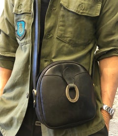 Vintage CHRISTIAN DIOR Black Monogram Canvas Crossbody Bag Unisex Mens