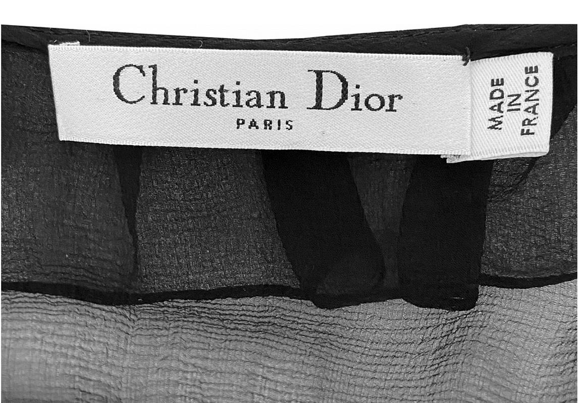Women's Vintage CHRISTIAN DIOR BLACK SILK FRILLS Dress Size S