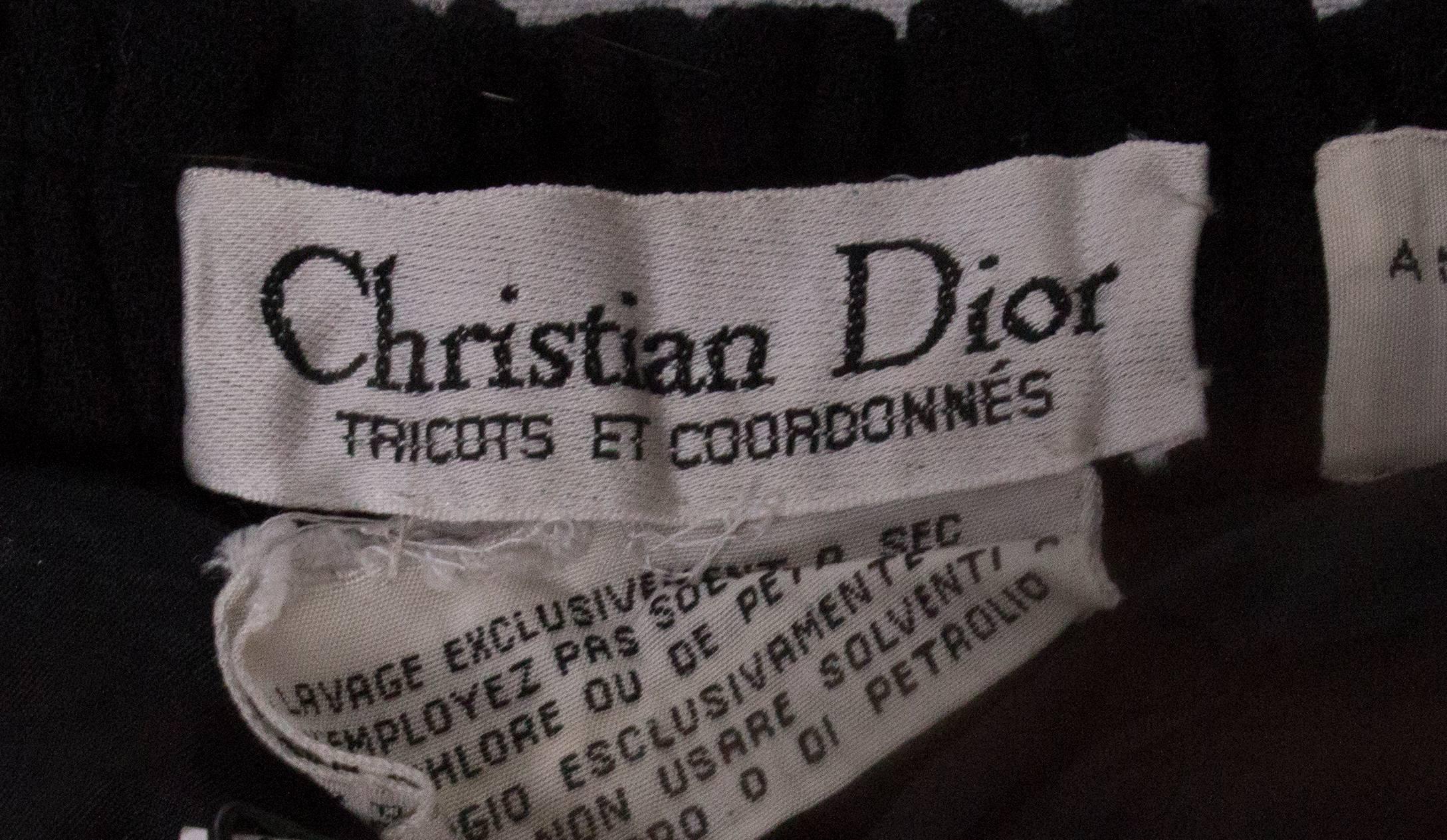 Vintage Christian Dior Black Wool Skirt For Sale 3