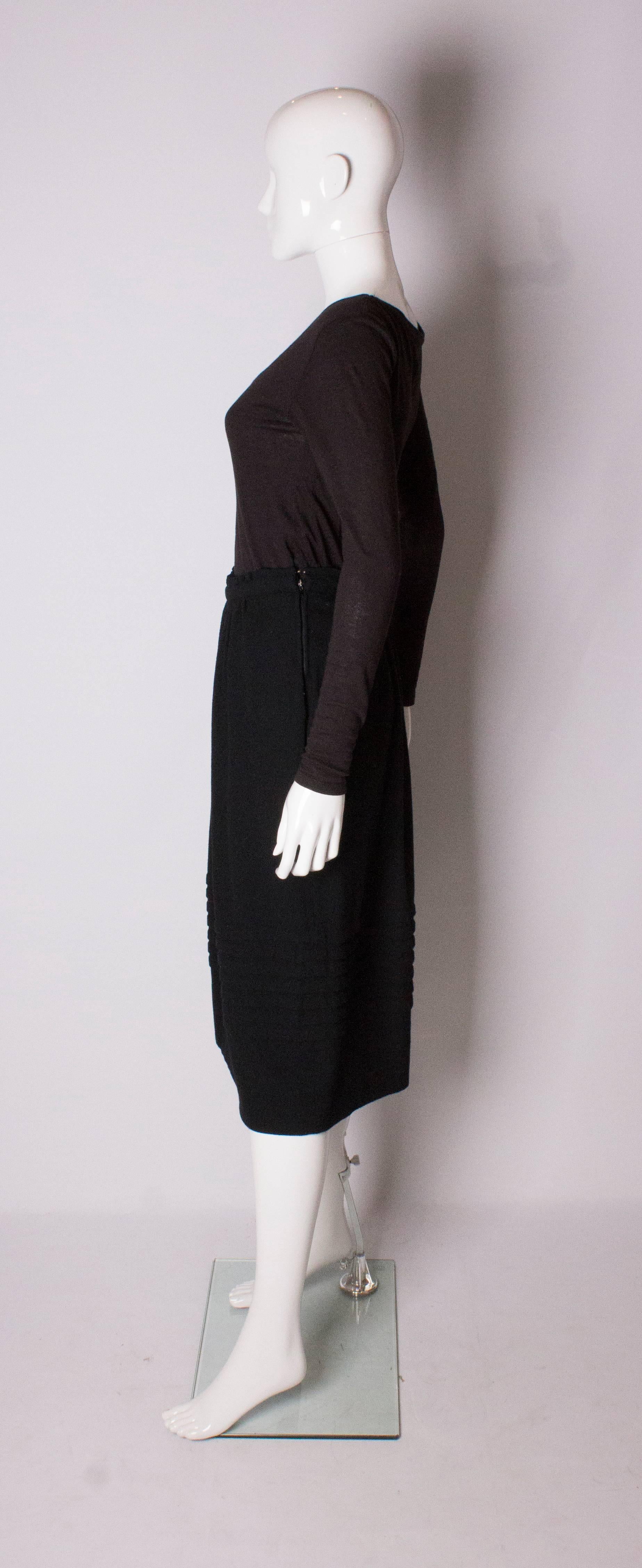 Vintage Christian Dior Black Wool Skirt In Good Condition For Sale In London, GB