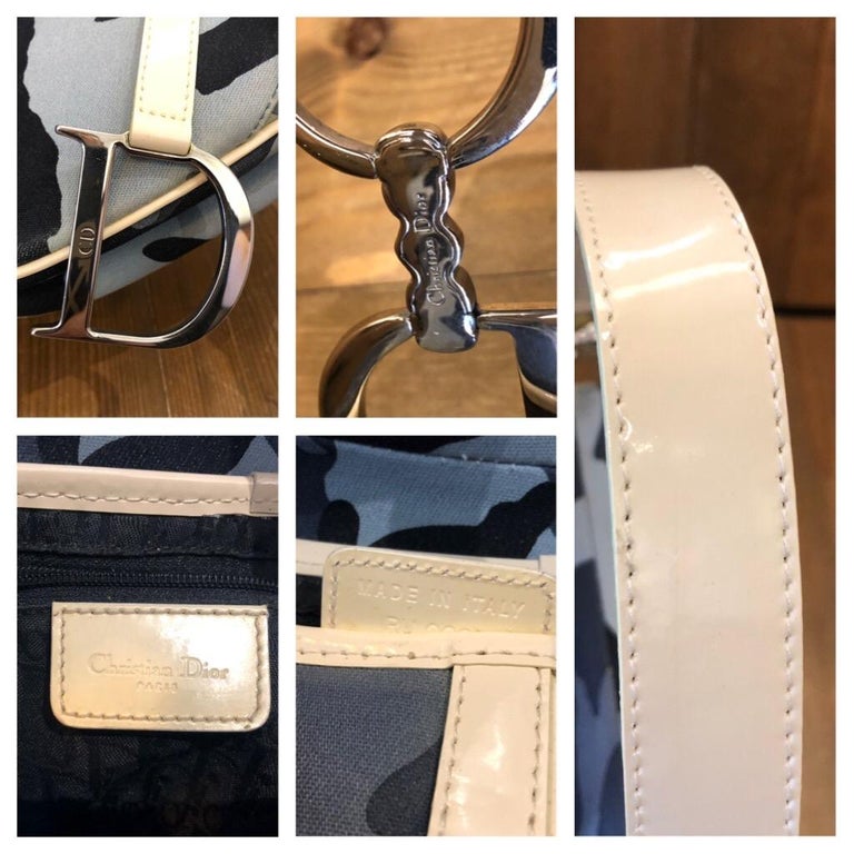 Vintage CHRISTIAN DIOR Blue Camouflage Saddle Bag For Sale at 1stDibs