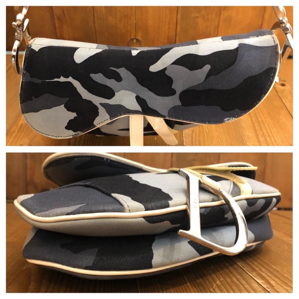 Vintage CHRISTIAN DIOR Blue Camouflage Saddle Bag In Good Condition In Bangkok, TH