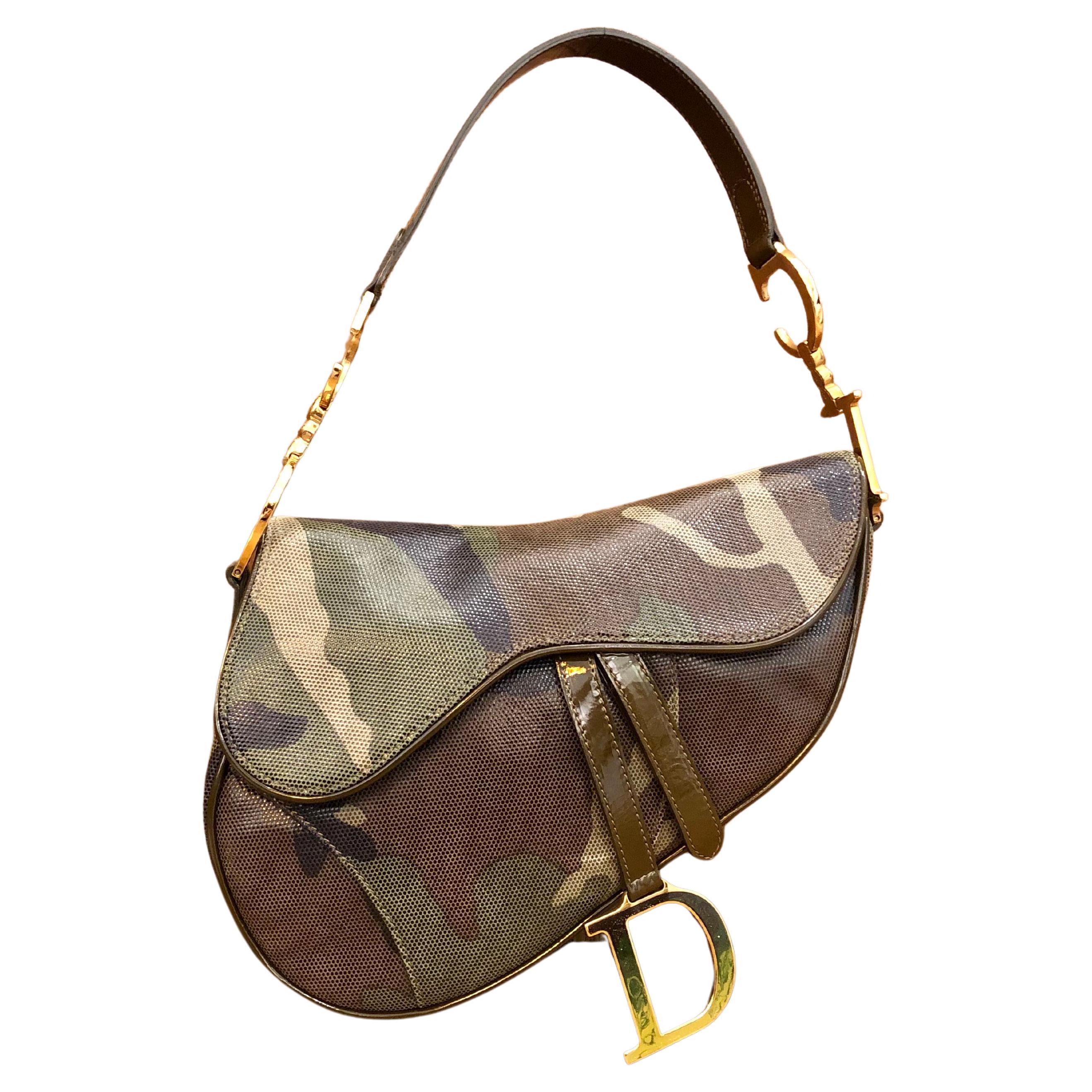 2000 Christian Dior Green Camouflage Saddle Bag