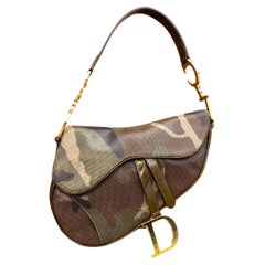 2000 Christian Dior Green Camouflage Saddle Bag