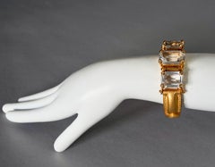 Vintage CHRISTIAN DIOR BOUTIQUE Crystal Buckle Style Clamper Bracelet